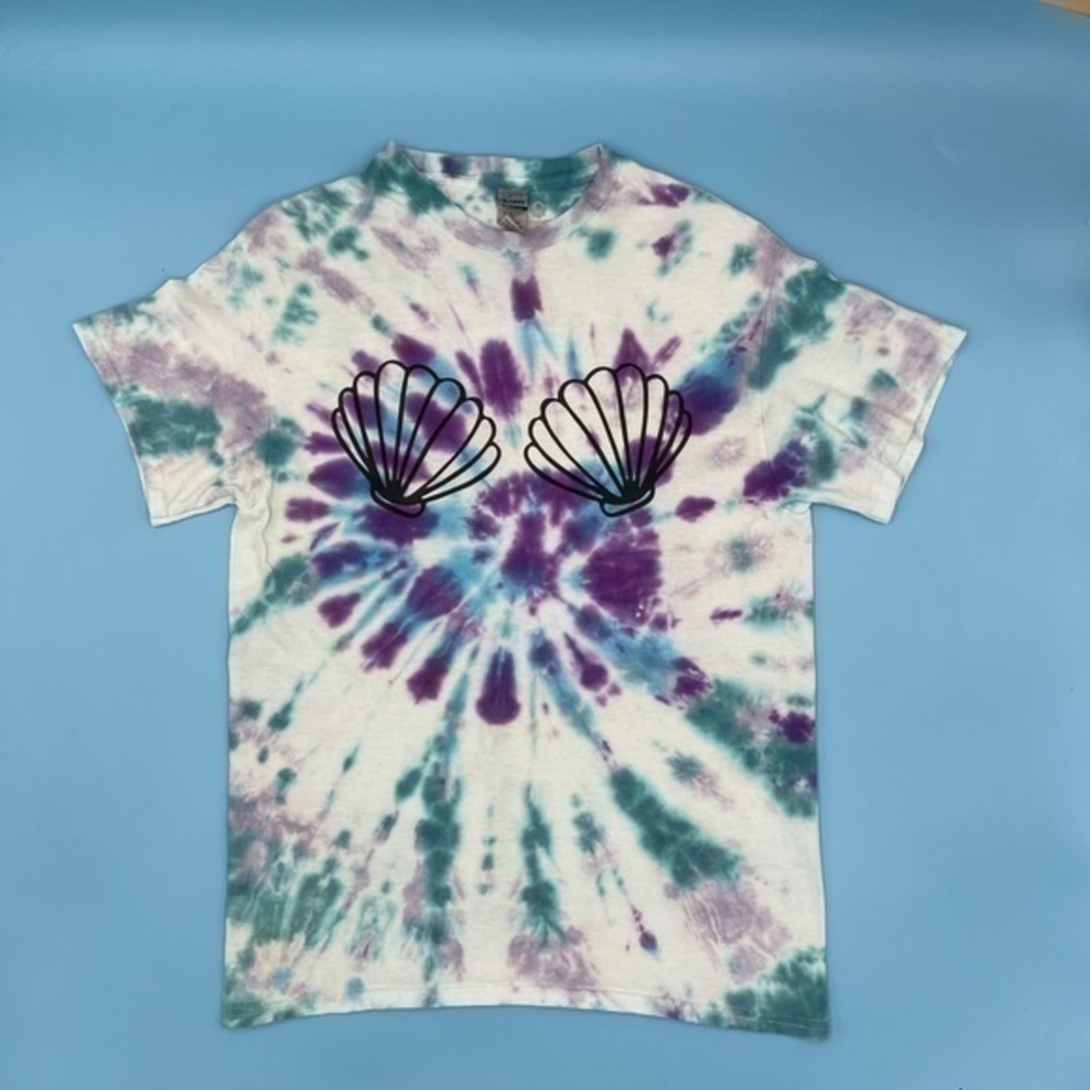 Tie Dye Mermaid Front & Back Graphic T-Shirt